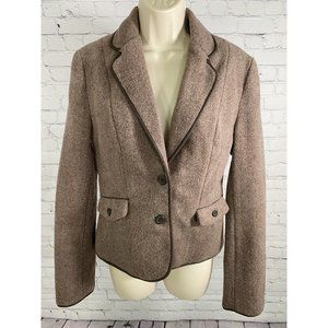 Quicksilver Brown Herringbone Wool Blend Two Button Blazer Jacket Pockets S